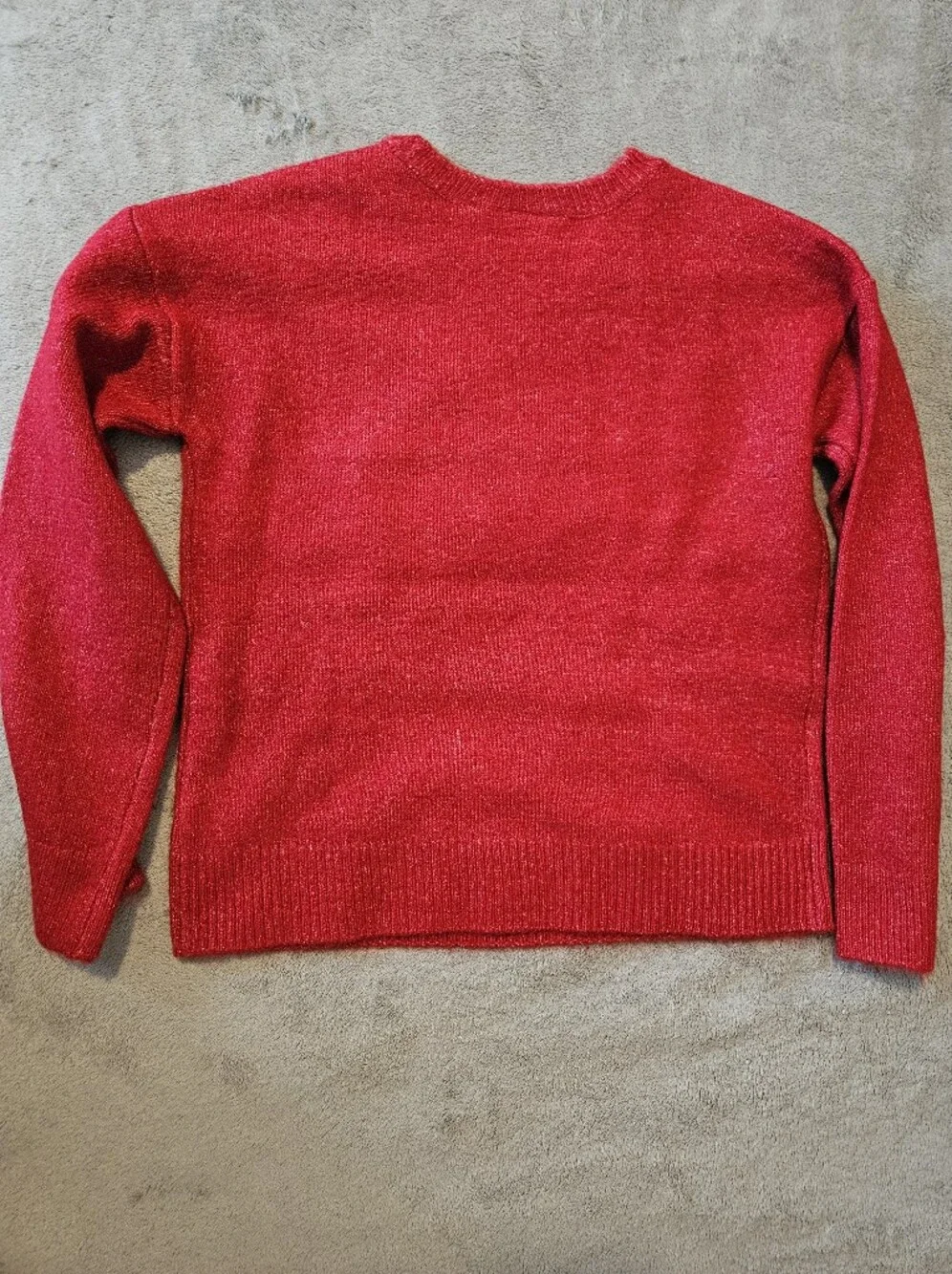 Sparkly Red Holiday Kitty Sweater with Green Sequin Bow